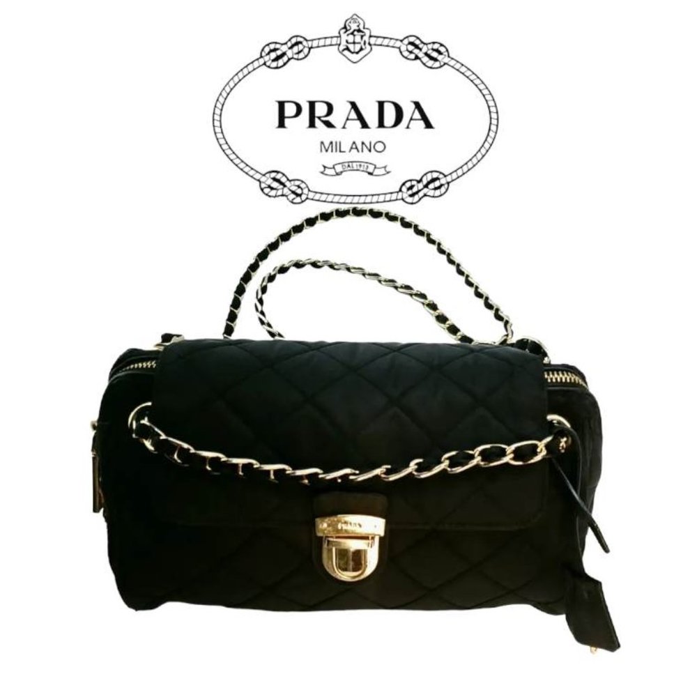 AUTHENTIC Prada® Bruyere Quilted Tessuto Nylon Chain Flap Bag BR4965